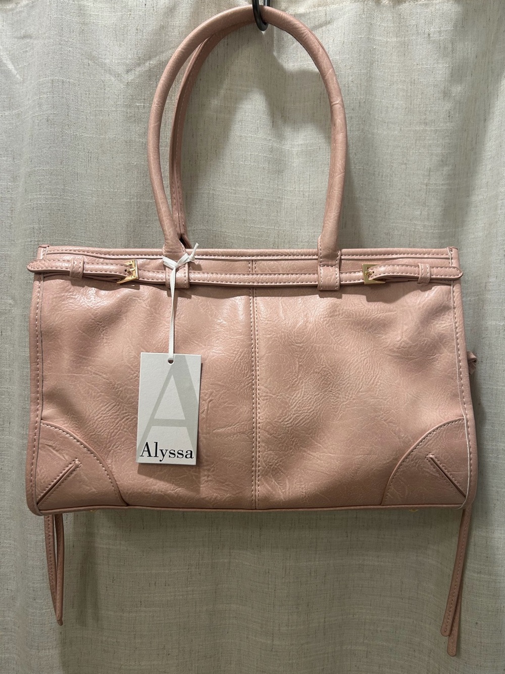 Alyssa Blush Pink Faux Leather Tote Bag